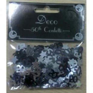 50th Birthday Black & Silver Table Confetti